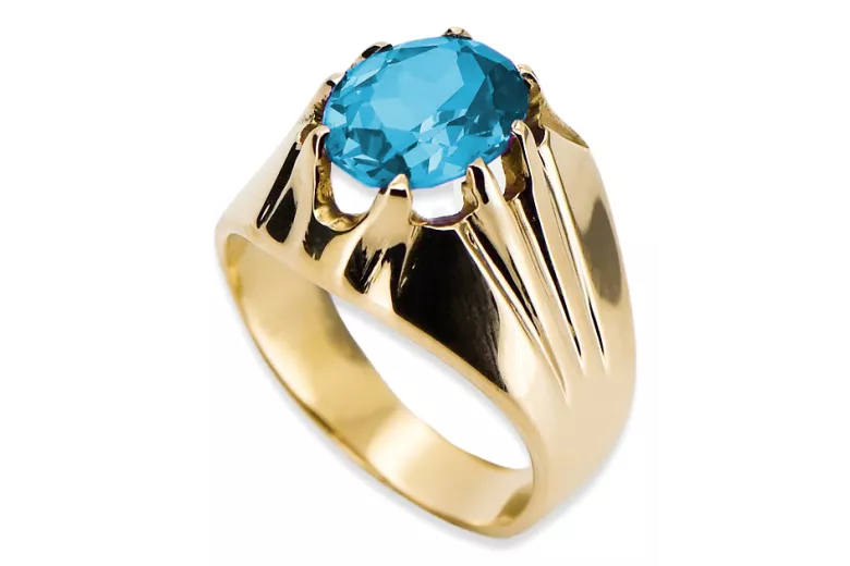 Ring Aquamarin 14 Karat Gelbgold Vintage Schmuck vrc016y